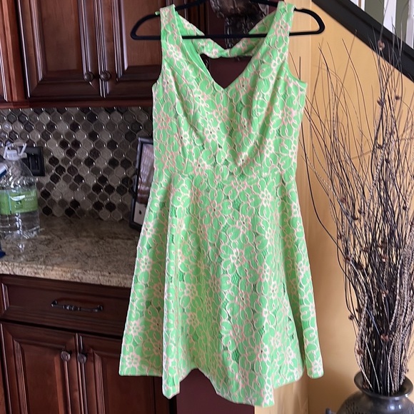 BNWT Lilly Pulitzer Freja dress size 4 green pink a-line skater - Picture 6 of 6